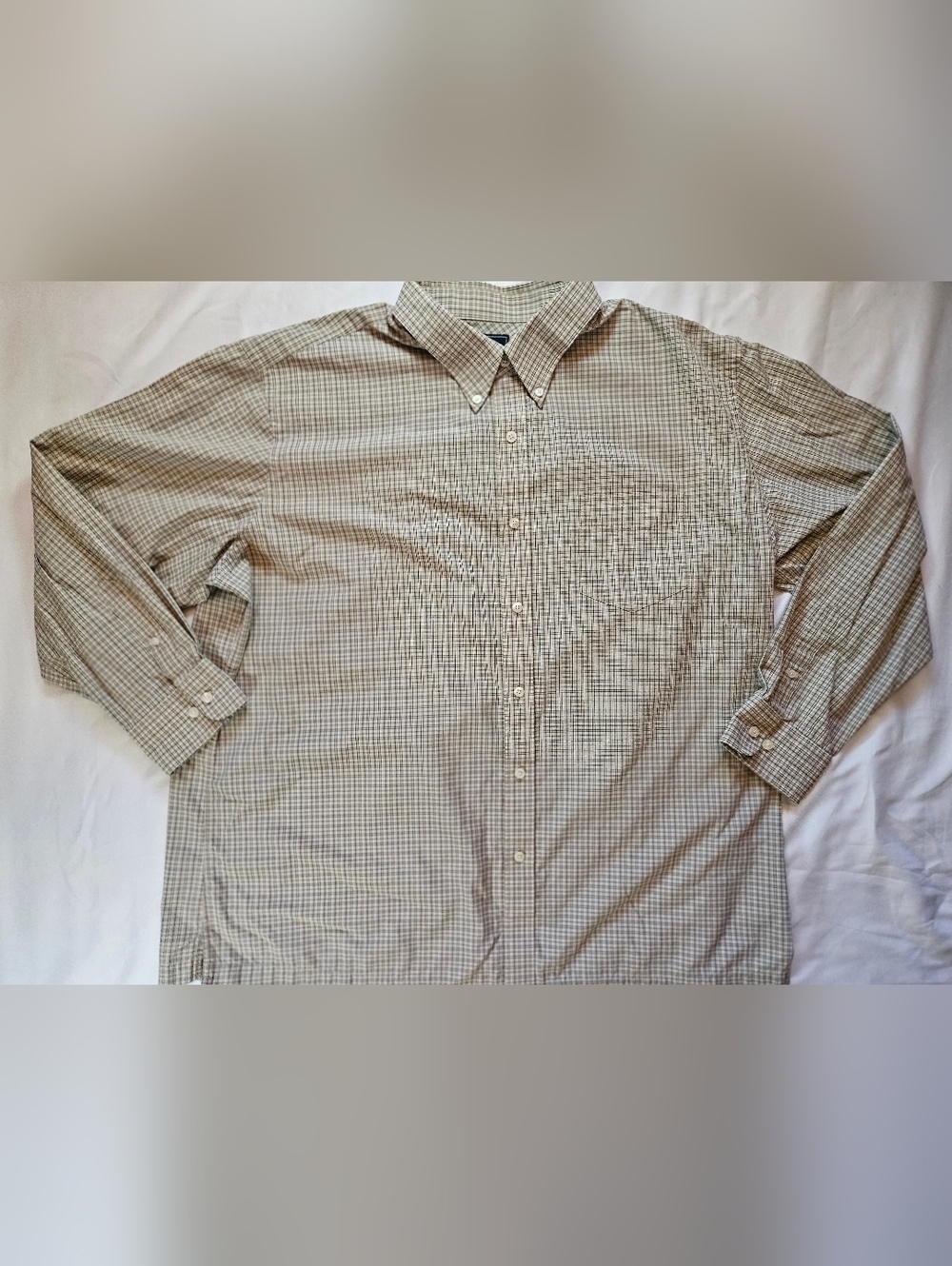 Dockers Mens Beige And Black Plaid Long Sleeve Button Up Shirt Size 2XLT
